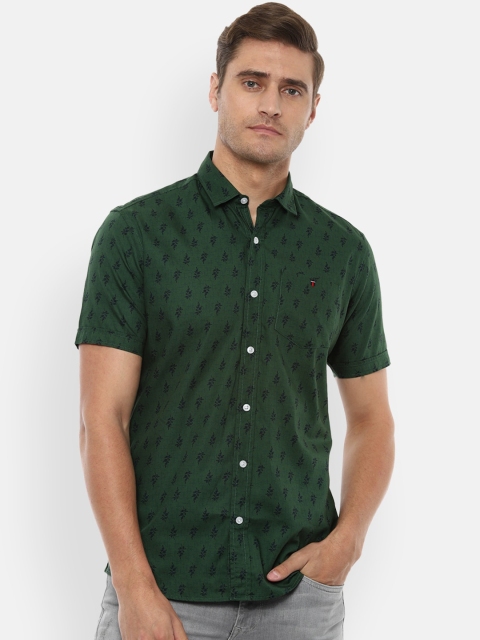

Louis Philippe Jeans Men Green & Blue Slim Fit Printed Casual Shirt