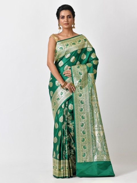 

RANGOLI Green Woven Design Art Silk Saree