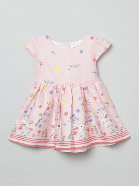 

max Girls Pink Printed Fit and Flare Dress