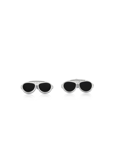 

shaze Men Silver & Black Sunglass Cufflinks
