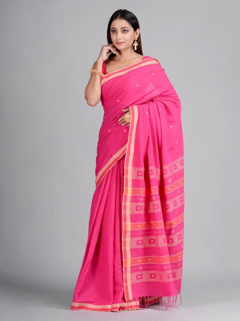 

Mitera Pink Pure Cotton Woven Design Taant Saree