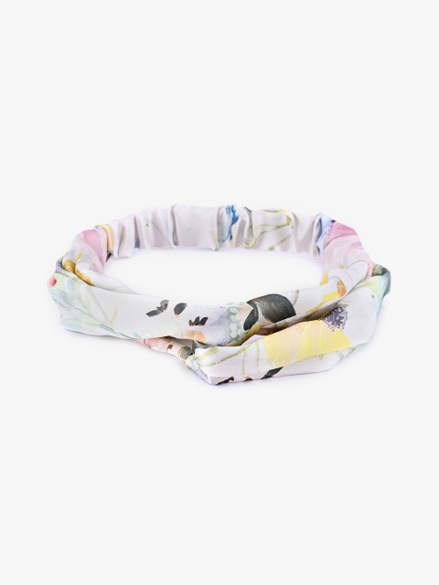

BuckleUp White Floral Printed Knot Headband
