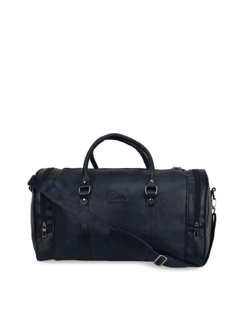 

Leather World Unisex Blue Solid Large Leather Duffel Bag