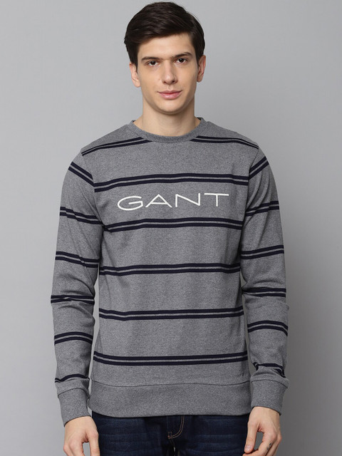 

GANT Men Grey & Black Striped Sweatshirt