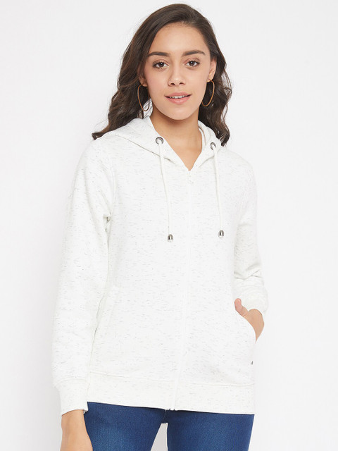 

Crimsoune Club Women White Solid Hooded Sweatshirt