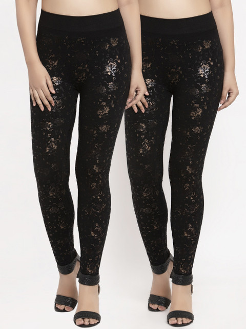 

KLOTTHE Women Black And Bronze Printed Treggings