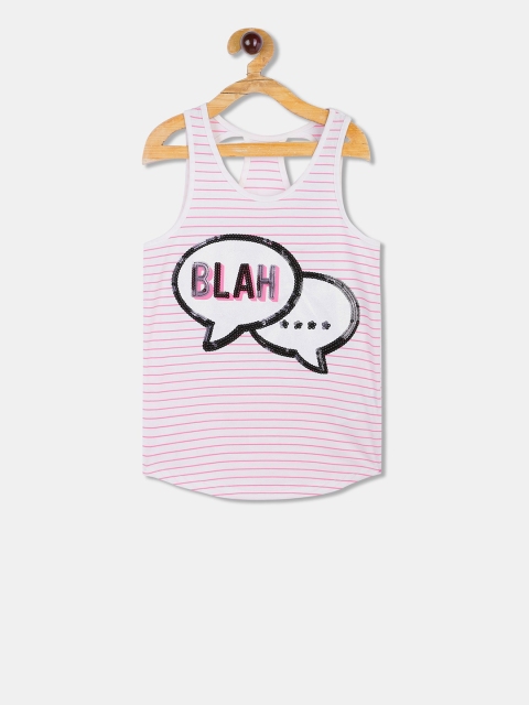 

The Childrens Place Girls White Striped Tank Top