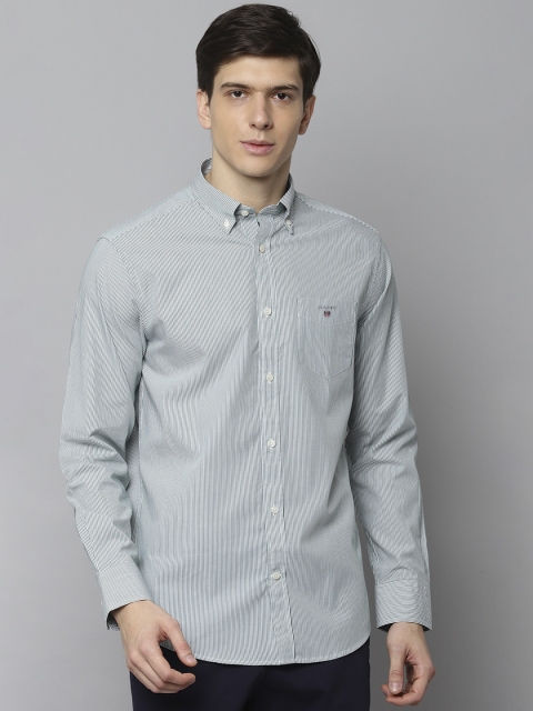 

GANT Men Green Straight Regular Fit Striped Casual Shirt
