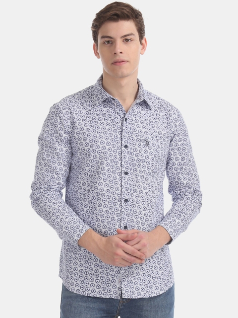 

U.S. Polo Assn. Men Blue Regular Fit Printed Casual Shirt