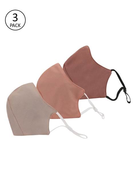 

Kazo Women Pack of 3 Grey & Mauve Solid 2-Ply Reusable Cloth Masks