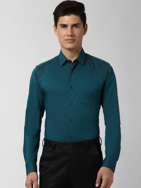

Peter England Men Green Slim Fit Self Design Formal Shirt