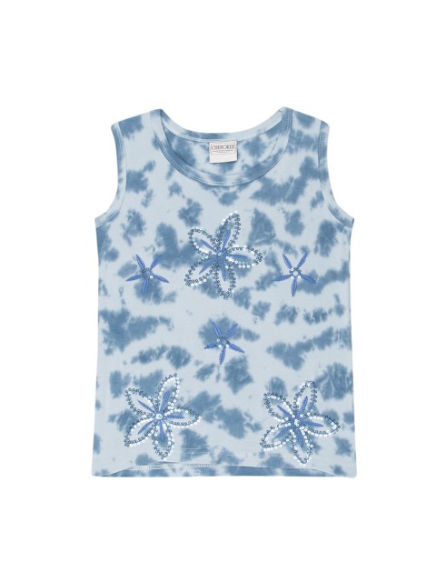 

Cherokee Girls Blue Printed Pure Cotton Top