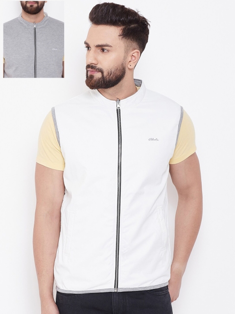 

Adobe Men White & Grey Solid Reversible Tailored Jacket