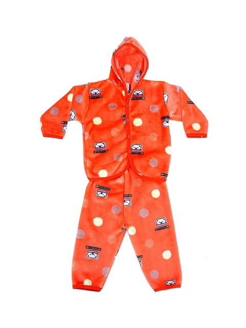 

ICABLE Infant Kids Orange & Off-White Printed Night Suit