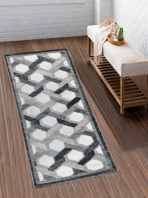 

SPACES White & Grey Geometric Print Floor Runner