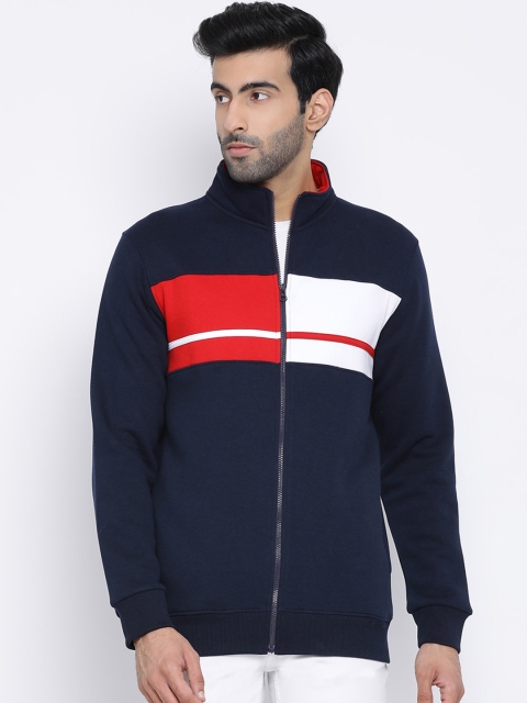 

Richlook Men Navy Blue & Red Colourblocked Sweatshirt