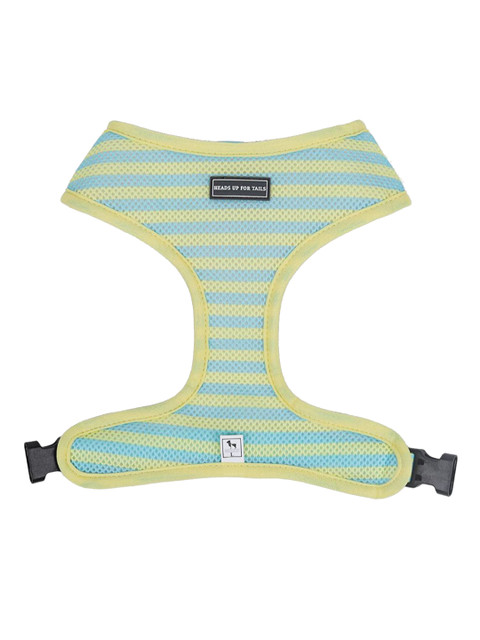 

Heads Up For Tails Blue & Yellow Striped Daisy Bell Reversible Dog Harness