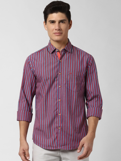 

Peter England Casuals Men Red & Blue Slim Fit Striped Casual Shirt