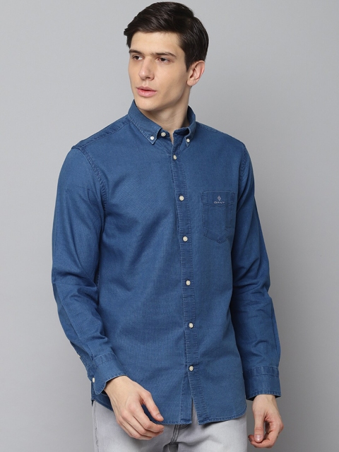 

GANT Men Blue Straight Regular Fit Solid Casual Shirt