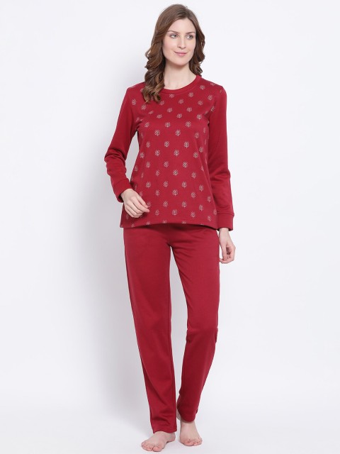 

Kanvin Women Red & White Printed Night Suit