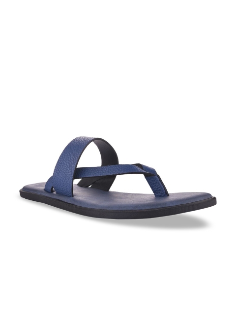 

SKO Men Blue Solid Leather Comfort Sandals