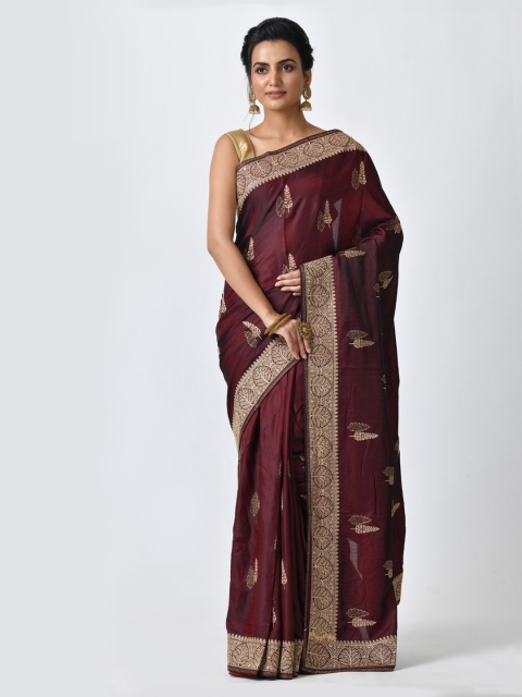 

RANGOLI Maroon Woven Design Art Silk Saree