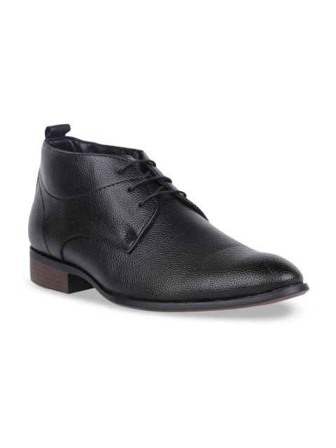 

Bata Men Black Solid Formal Mid-Top Derbys
