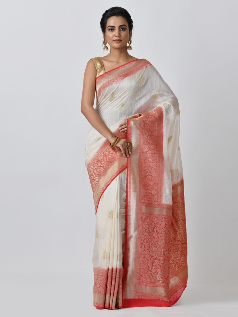 

RANGOLI Off-White Woven Design Art Silk Saree