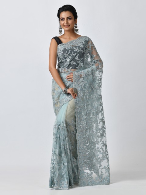 

RANGOLI Blue Embroidered Art Silk Saree