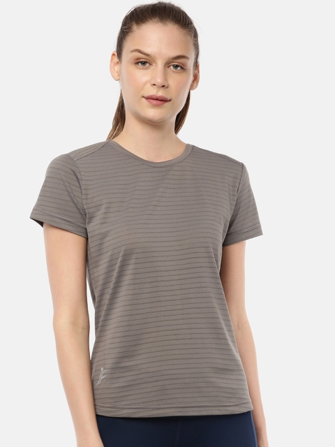 

FINO Women Taupe Striped Round Neck T-shirt