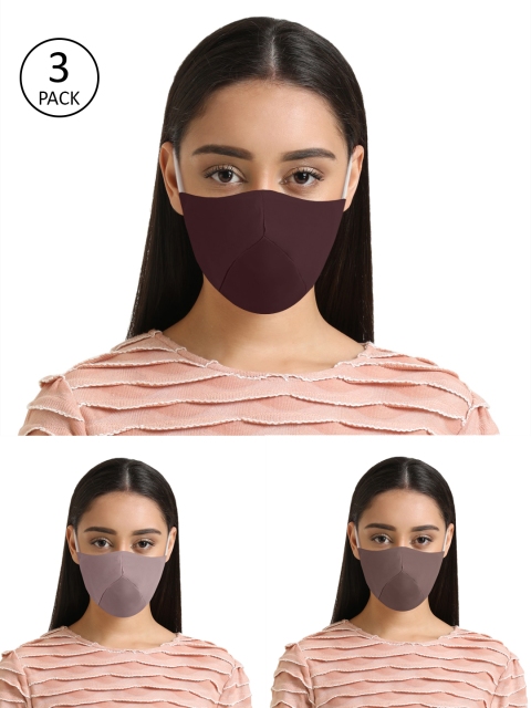 

Kazo Women Pack of 3 Solid 2-Ply Anti-Pollution Reusable Cloth Masks, Purple