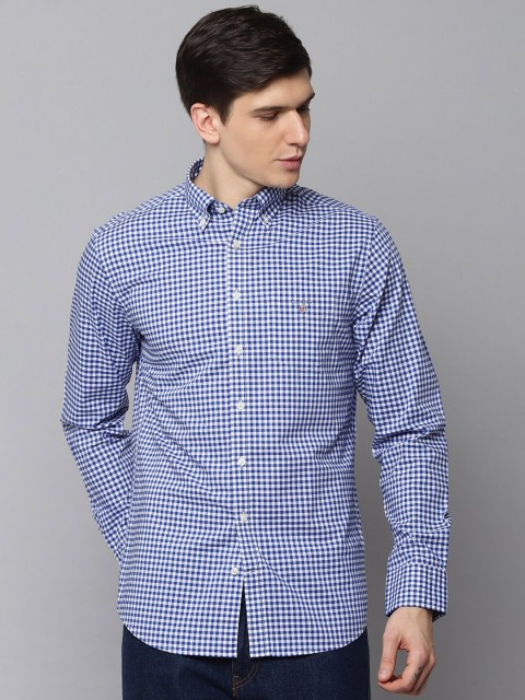 

GANT Men Navy Blue & White Regular Fit Checked Casual Shirt