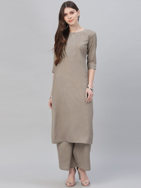 

GERUA Women Grey Solid Kurta with Palazzos