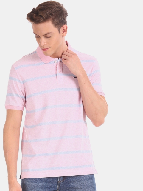 

Arrow Sport Men Pink Striped Polo Collar T-shirt