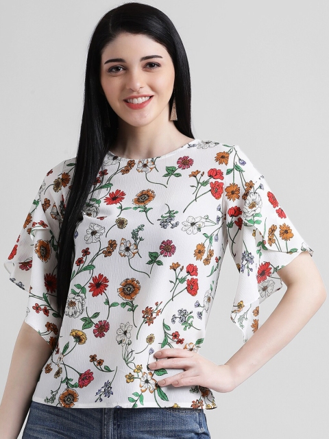 

Zink London Women White Floral Printed Top