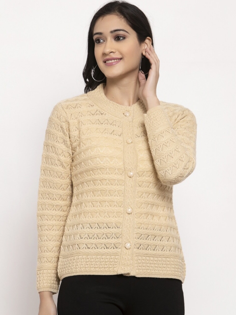 

Global Republic Women Beige Self-Design Cardigan