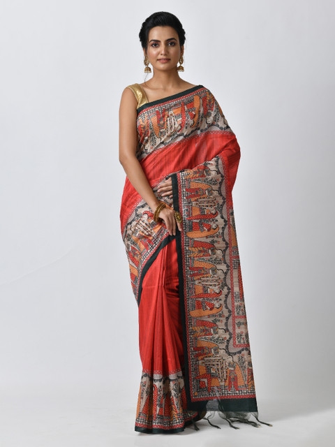 

RANGOLI Red Printed Art Silk Saree