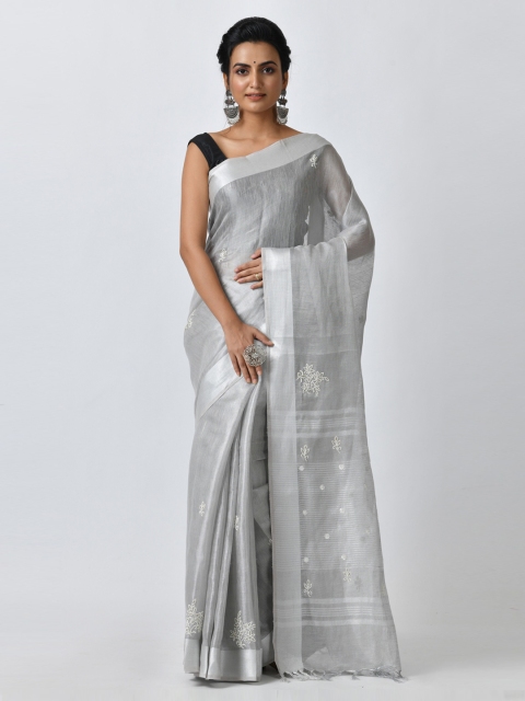 

RANGOLI Grey Solid Art Silk Saree