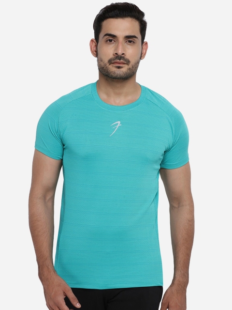 

FUAARK Men Turquoise Blue Printed Round Neck T-shirt