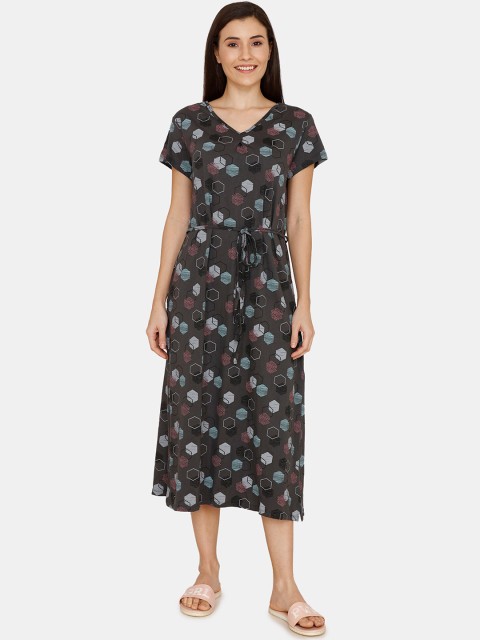 

Zivame Women Black Printed Nightdress