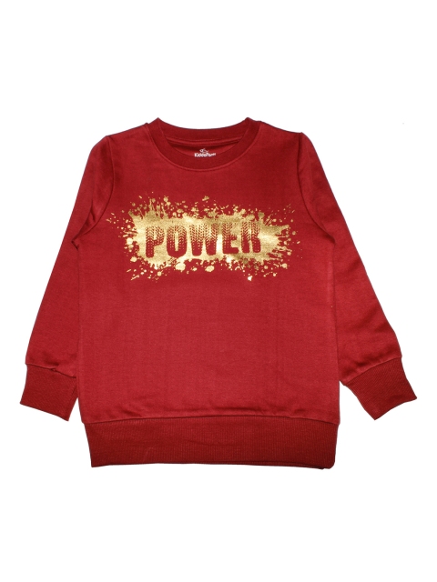 

KiddoPanti Girls Maroon Printed Sweatshirt