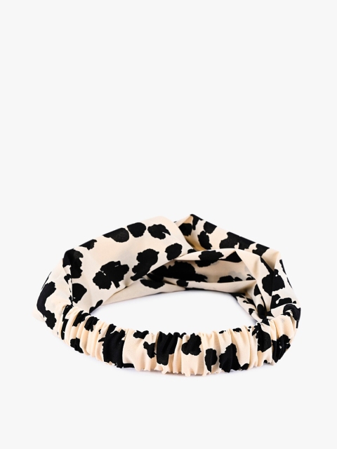 

BuckleUp Women Peach-Coloured & Black Printed Knot Detailed Hairband