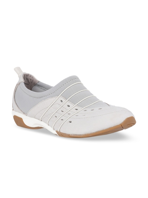 

Hush Puppies Women Grey Slip-On Leather Sneakers