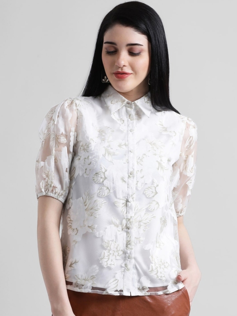 

Zink London Women Off-White Printed Shirt Style Top