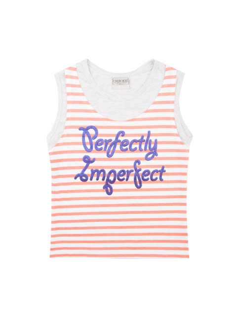 

Cherokee Girls White & Orange Striped Top