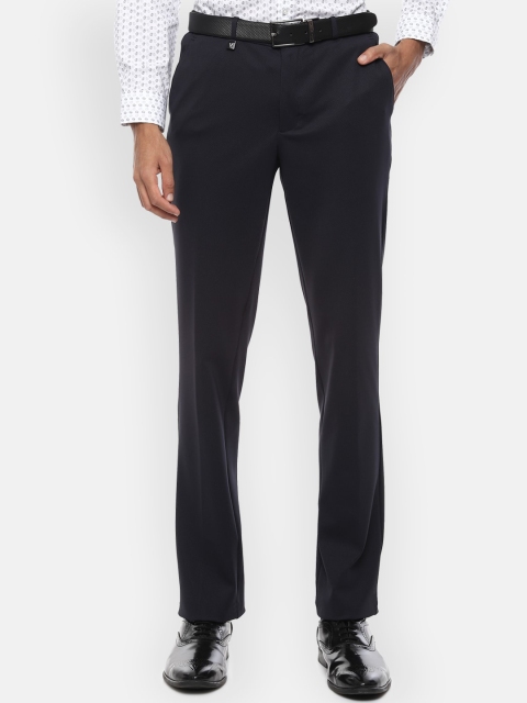 

V Dot Men Navy Blue Skinny Fit Solid Formal Trousers