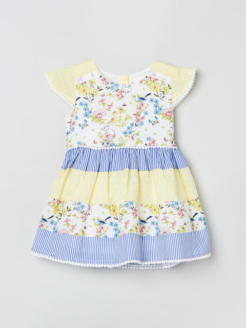 

max Girls Yellow Printed Fit and Flare Dress