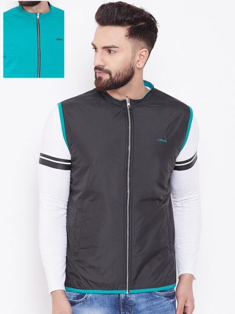 

Adobe Men Black & Green Solid Reversible Padded Jacket
