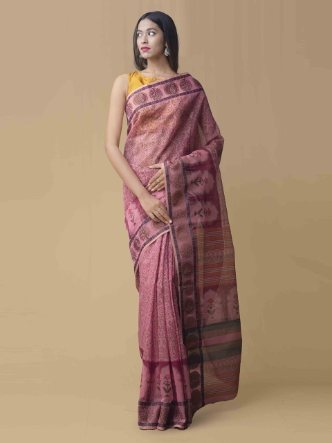 

Unnati Silks Pink Printed Supernet Saree