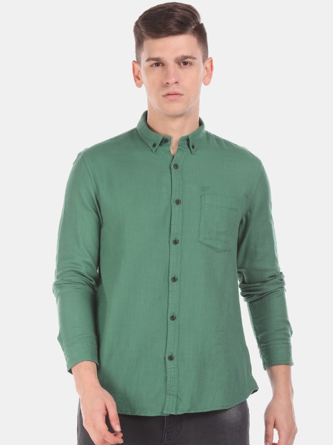 

Ed Hardy Men Green Regular Fit Solid Casual Shirt